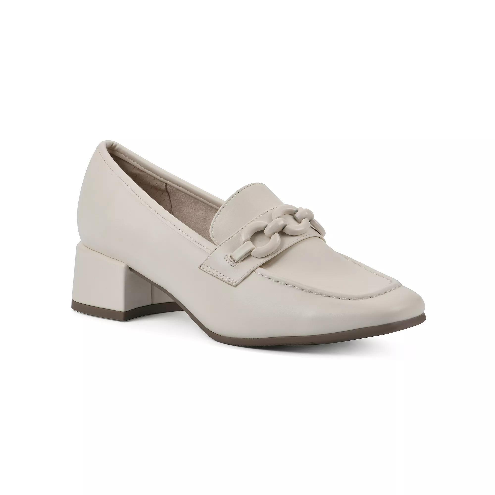 Womens Cliffs by White Mountain Quinbee Womens Heeled Loafers Ivory Smo Product Image