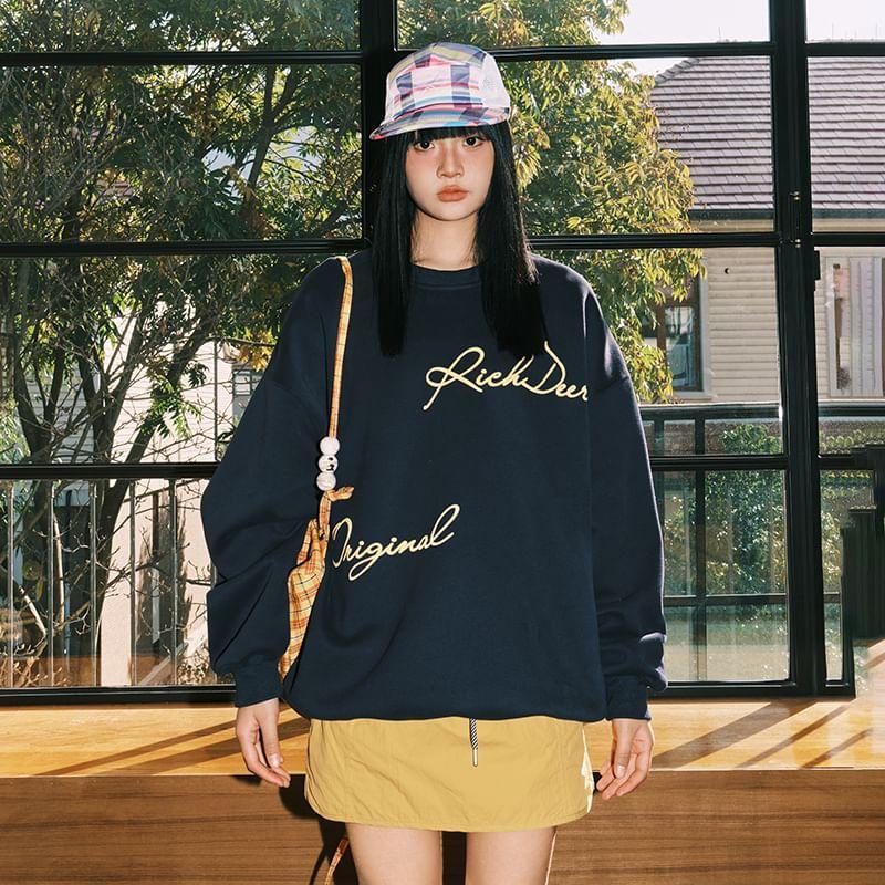 Couple Matching Crewneck Lettering Sweatshirt Product Image