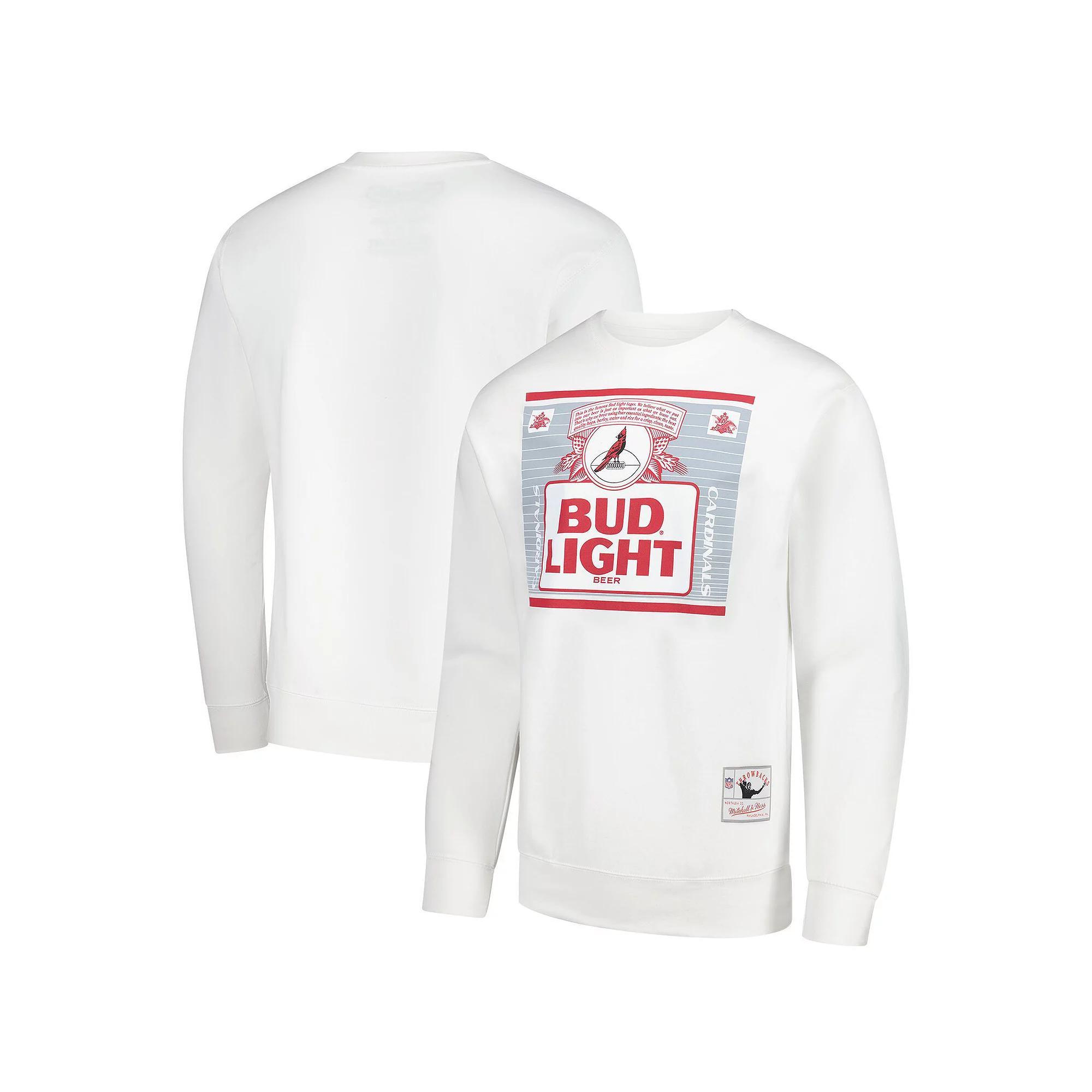 Men's Mitchell & Ness White Arizona Cardinals NFL x Bud Light The Crest Pullover Sweatshirt, Size: Small Product Image