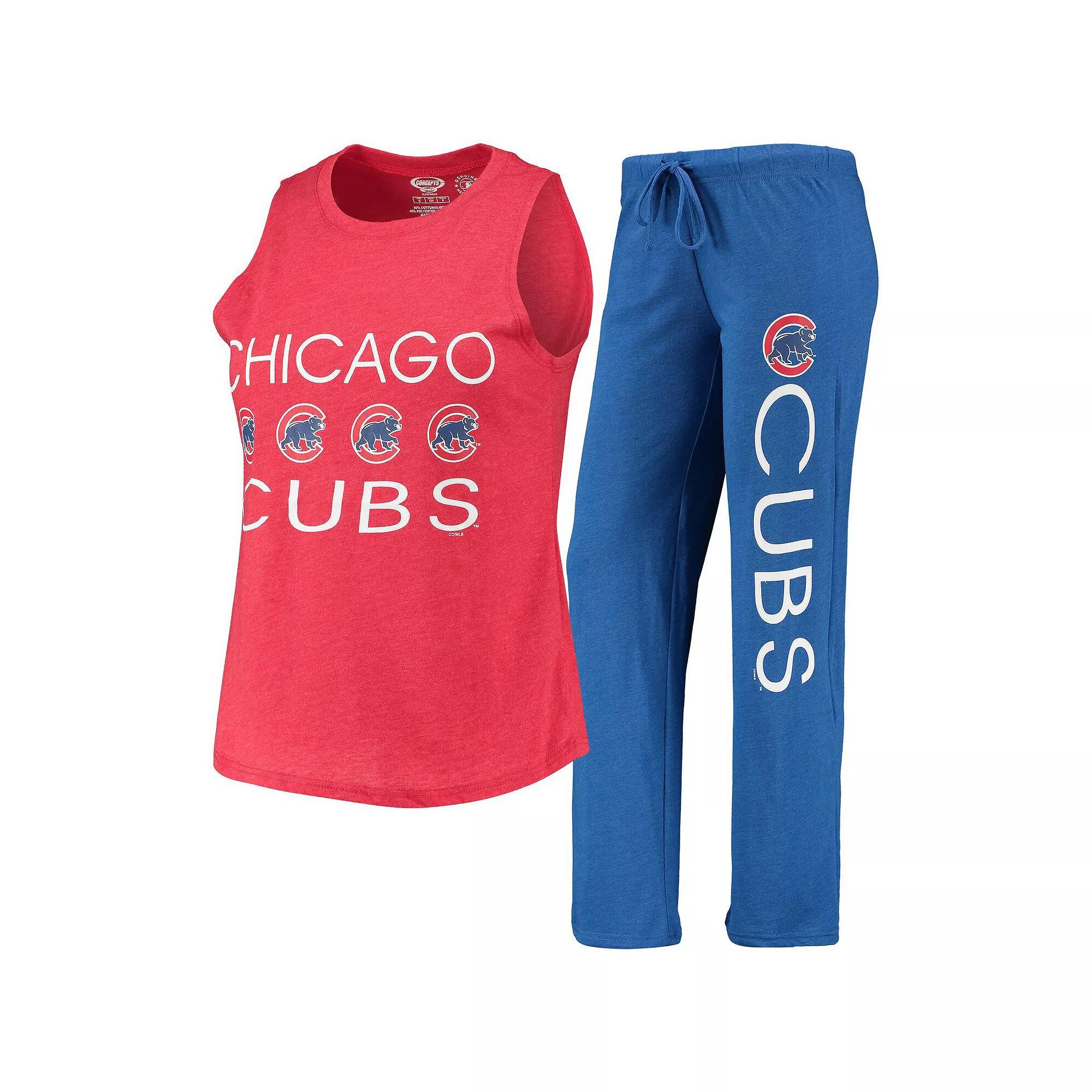 Women's Concepts Sport Royal/Red Chicago Cubs Meter Muscle Tank Top & Pants Sleep Set, Size: Small, Blue Product Image