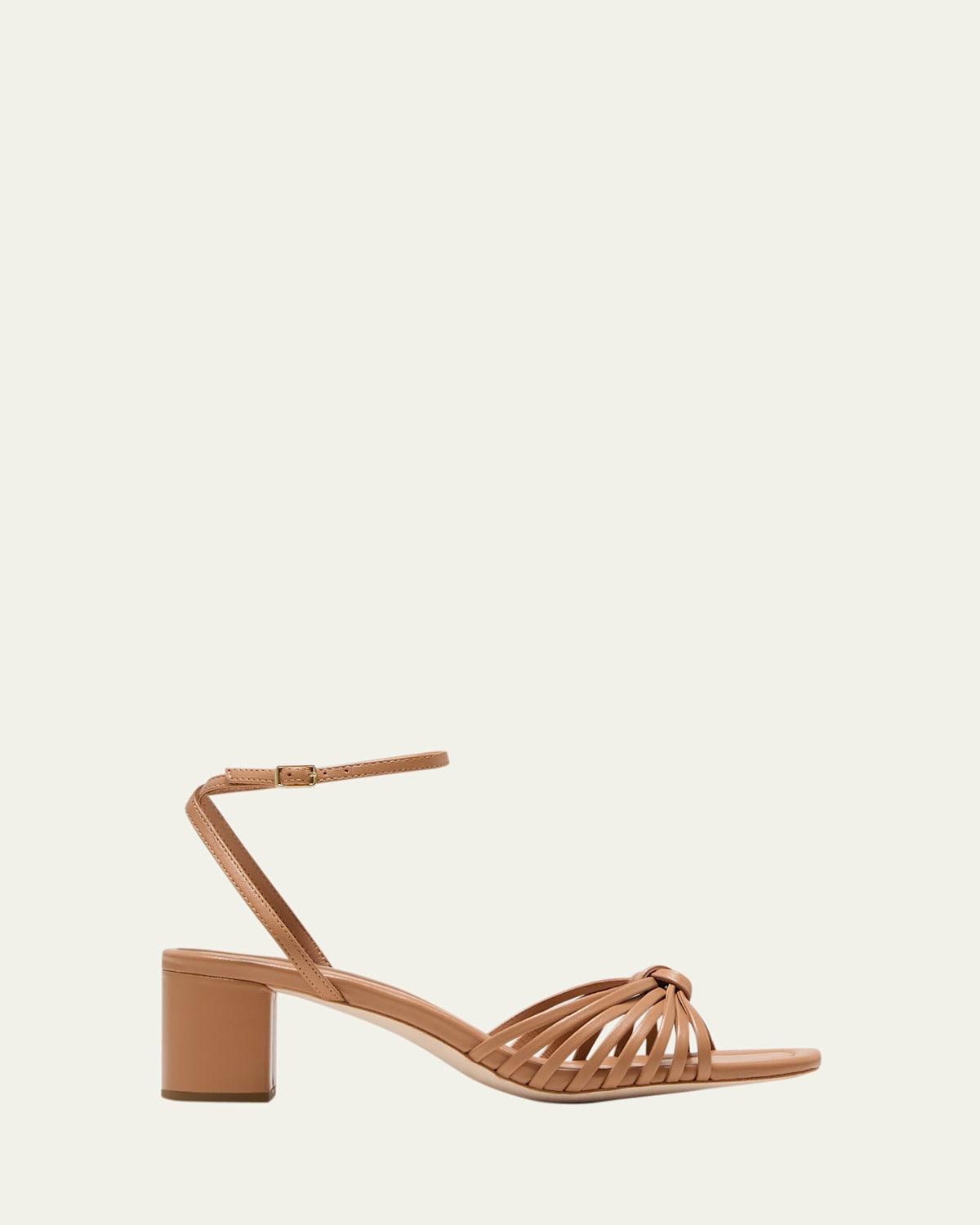 Olivia Leather Knot Block Heel Sandals Product Image