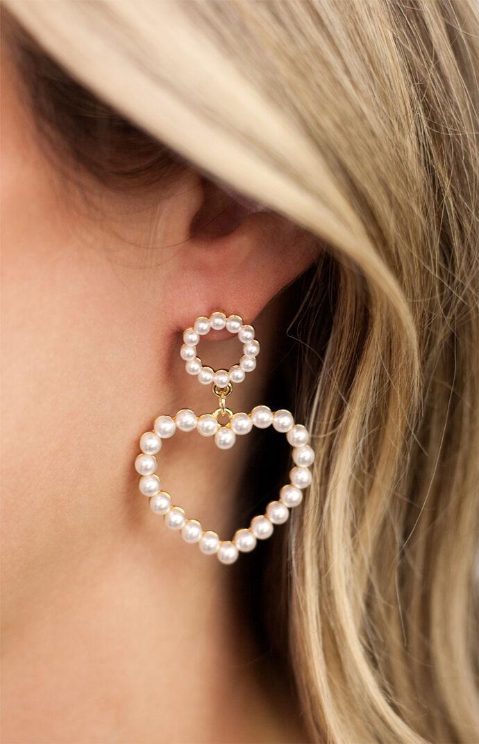 Ettika Loving Pearl Heart Earrings Product Image