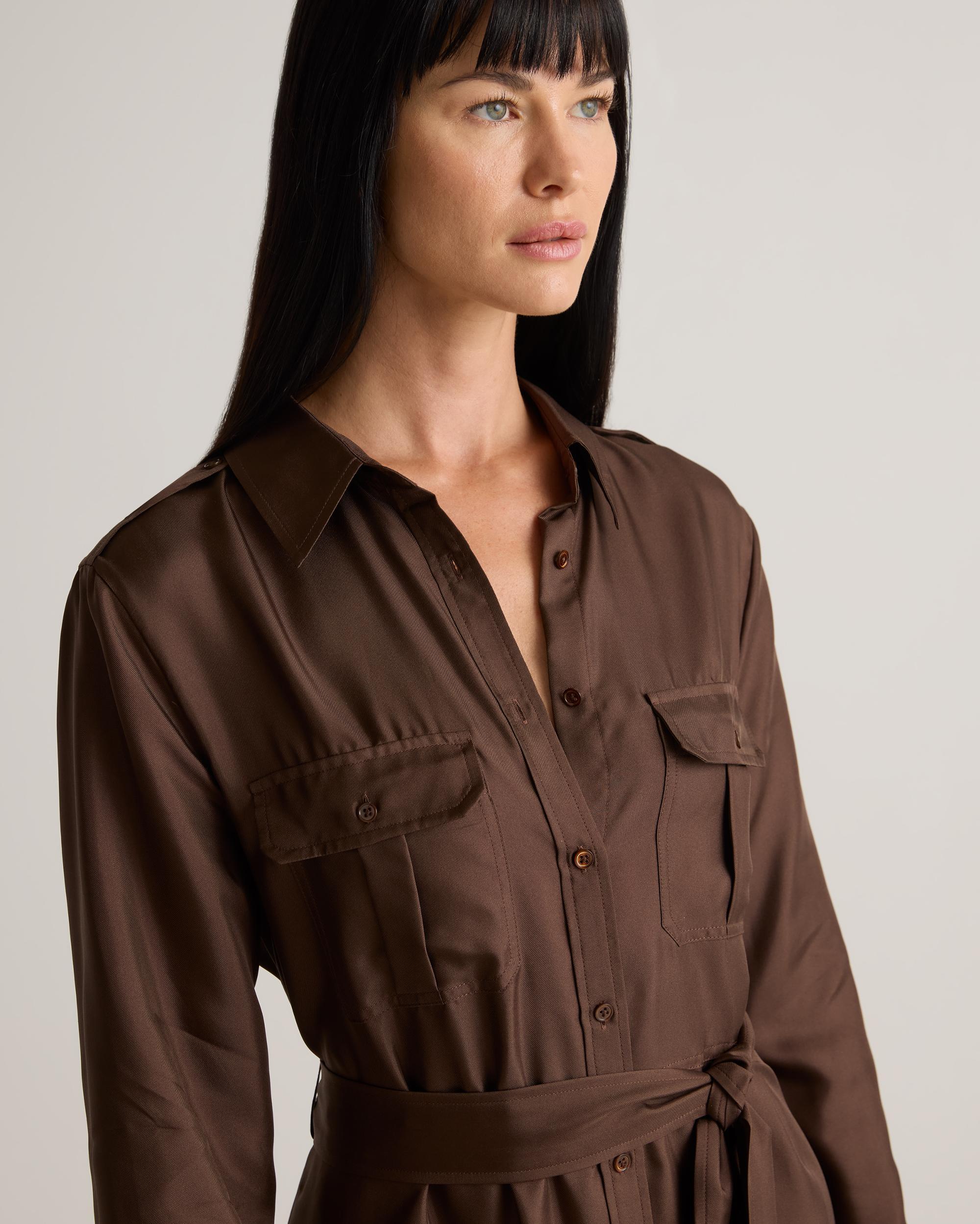 Quince | Women's 100% Silk Twill Utility Shirt Dress Product Image