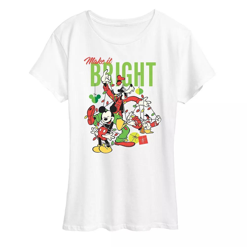 Disney's Mickey Mouse Women's Make It Bright Graphic Tee, Girl's, Size: Large, White Product Image