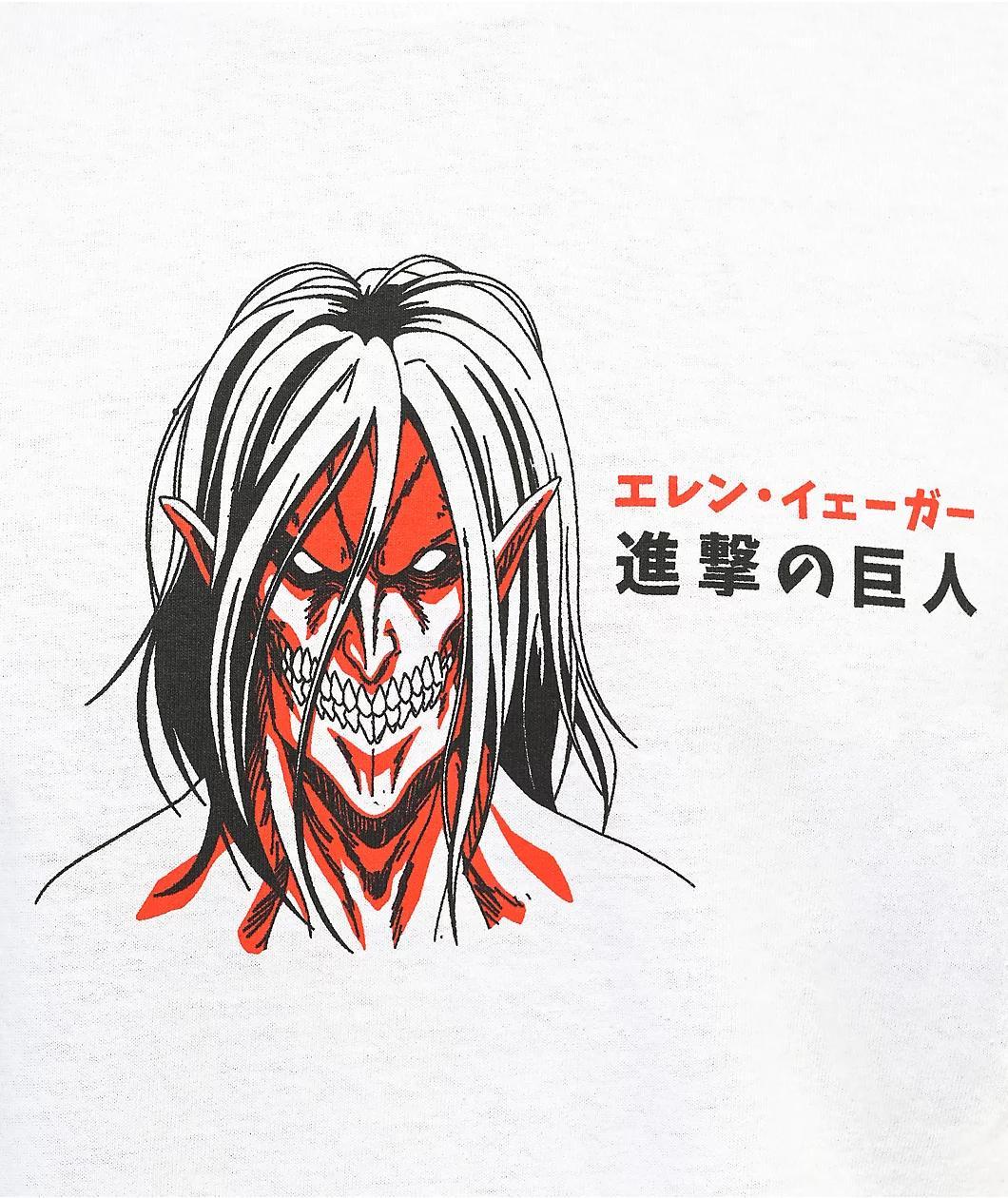 Attack On Titan Eren Jaeger White T-Shirt Product Image