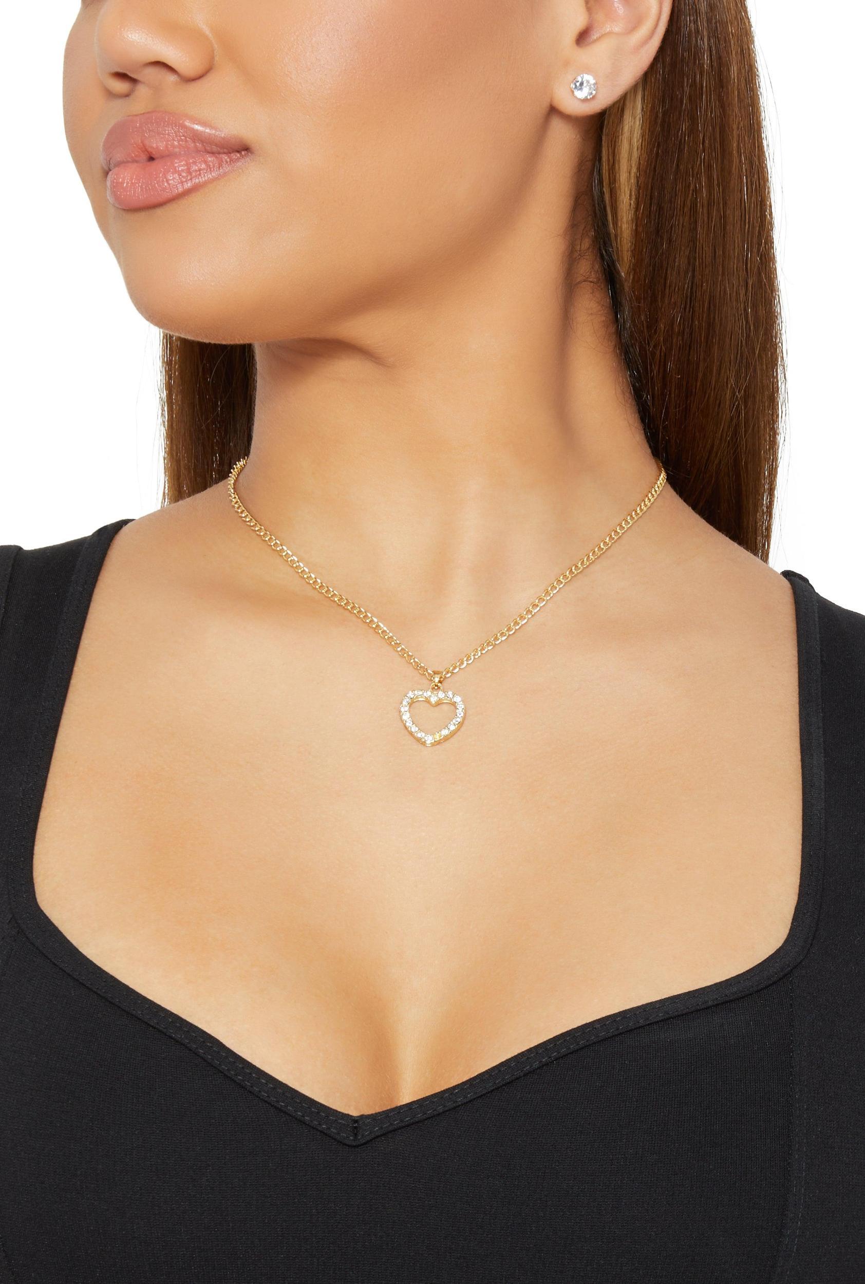 Cross Charm Layered Necklace with Stud Earring Trio Female Product Image