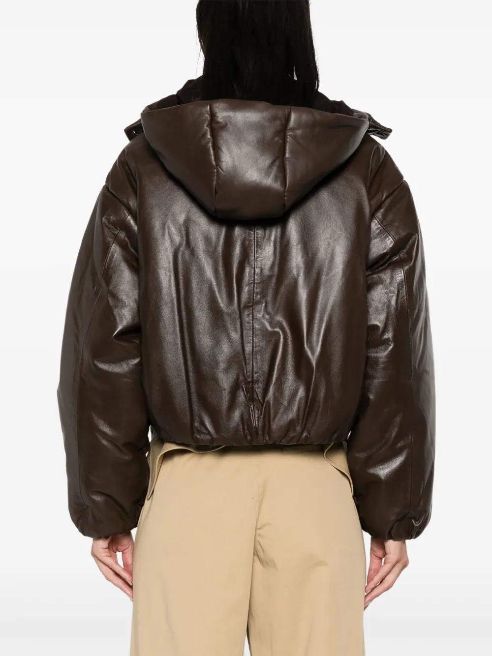 leather puffer jacket Product Image