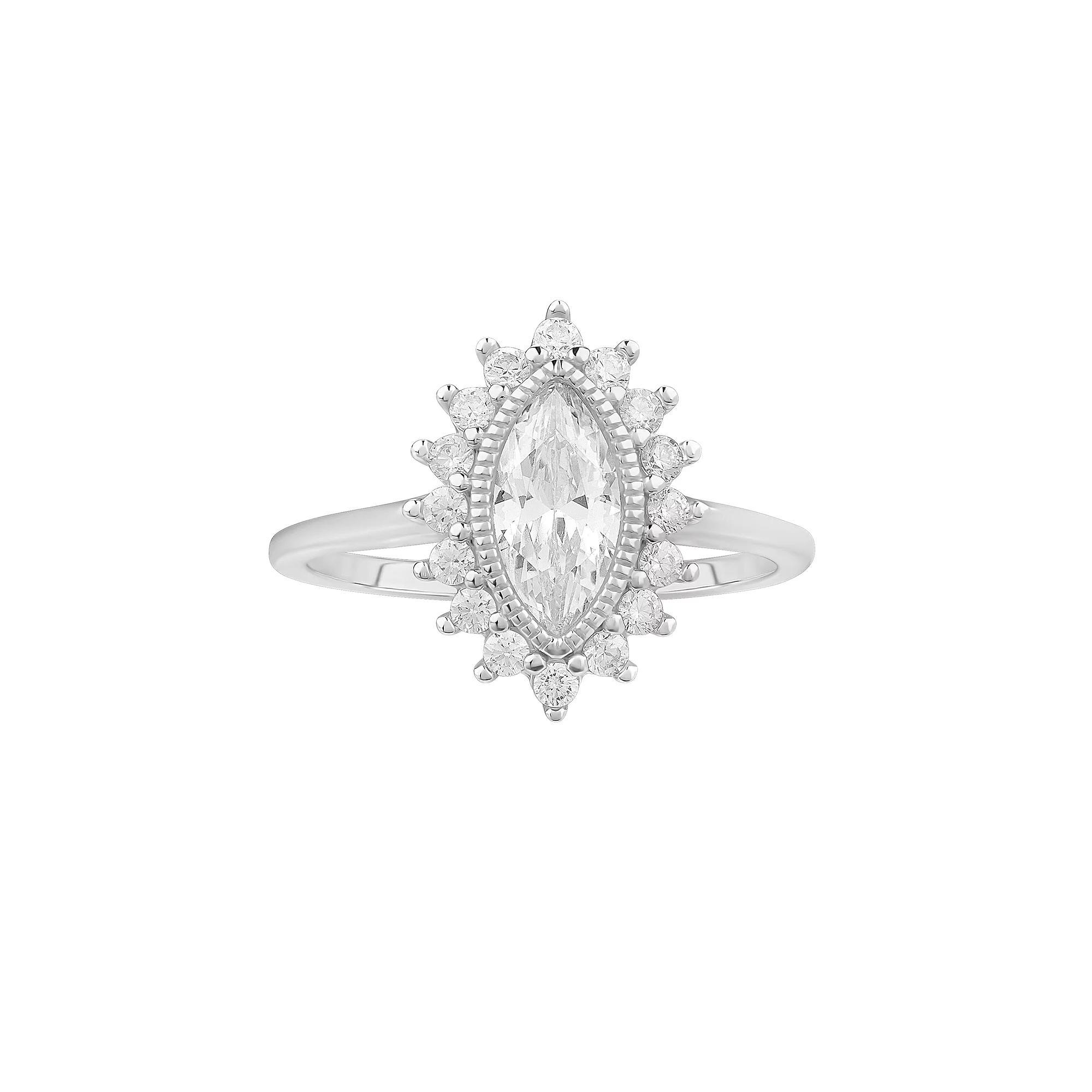 PRIMROSE Sterling Silver Marquise Cubic Zirconia Ring, Women's, Size: 9, Sterling Clear Product Image
