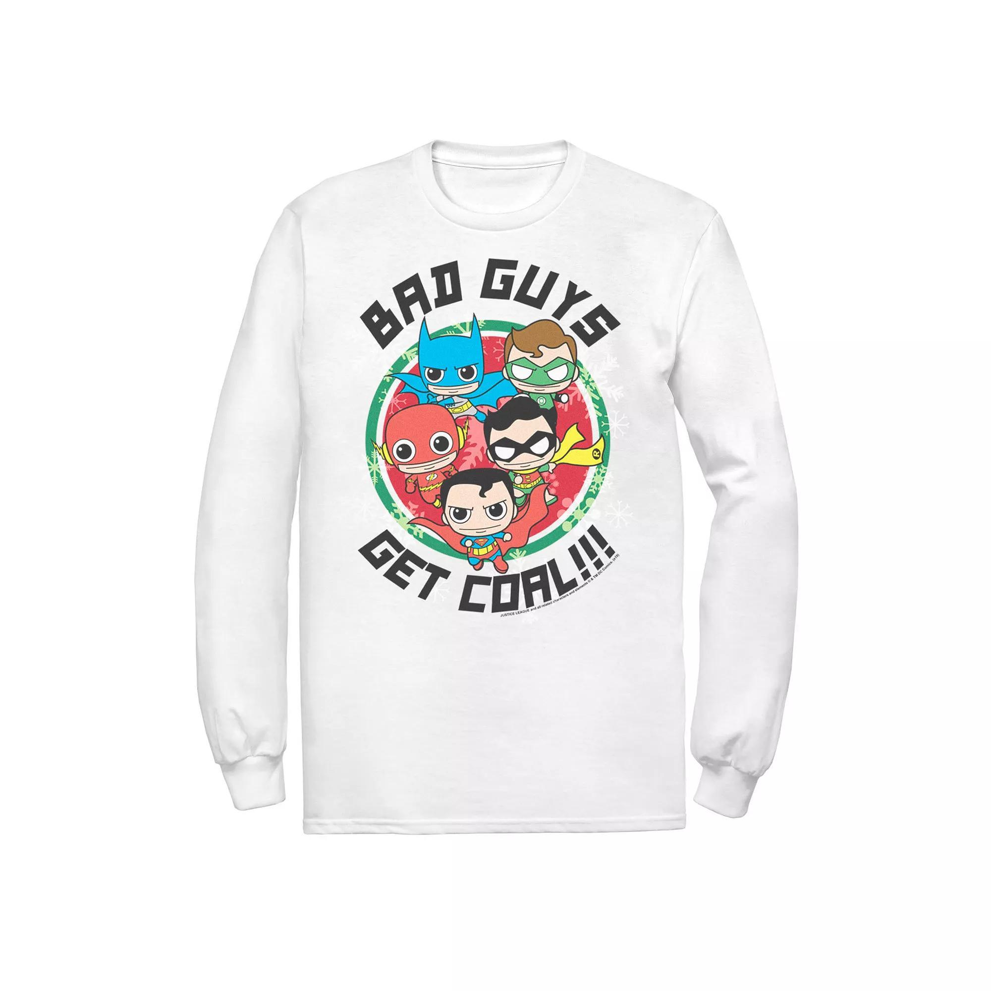 Men's DC Comics Justice League Bad Guys Get Coal Christmas Tee, Size: XL, White Product Image