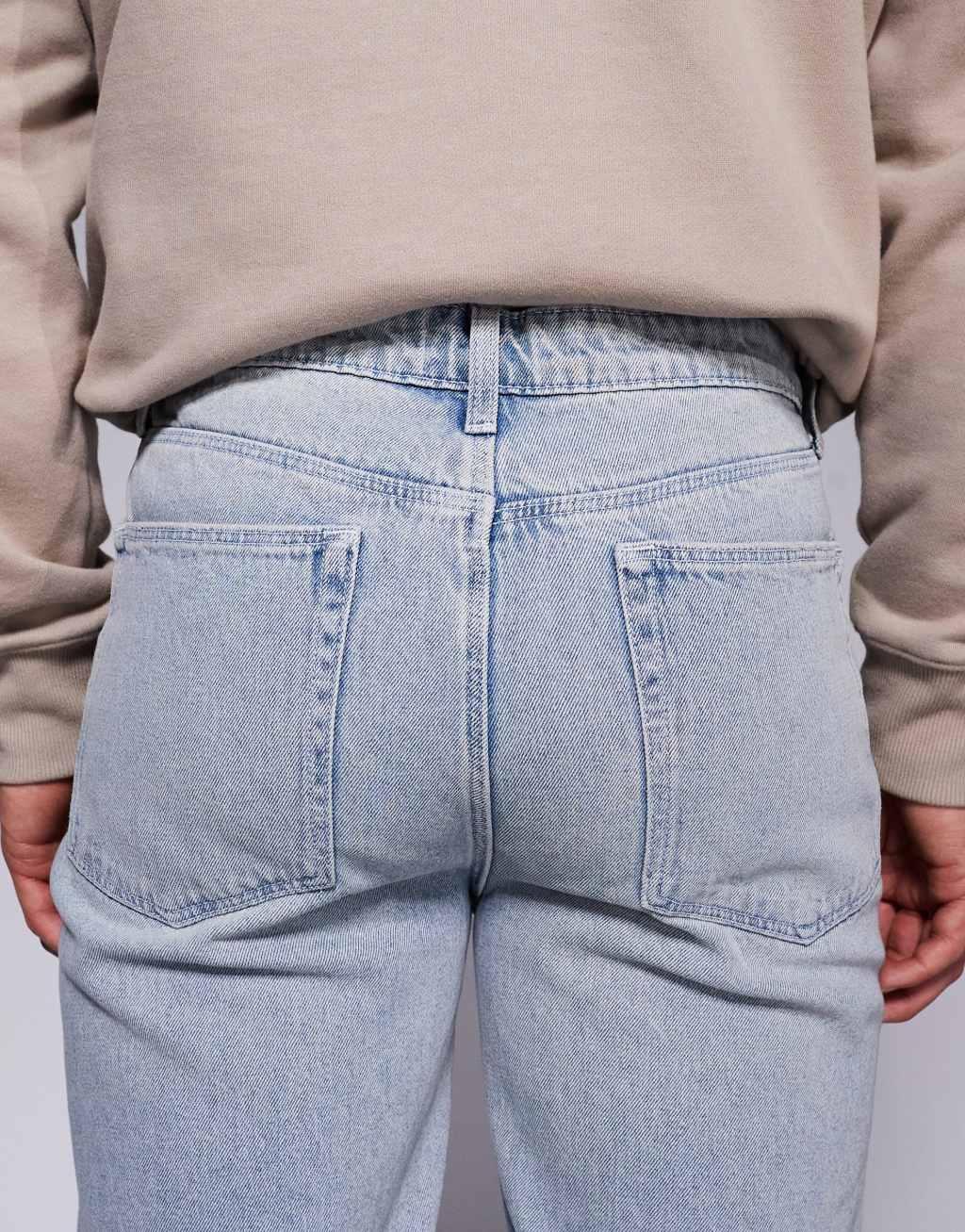ASOS DESIGN straight leg jeans in light wash blue Product Image