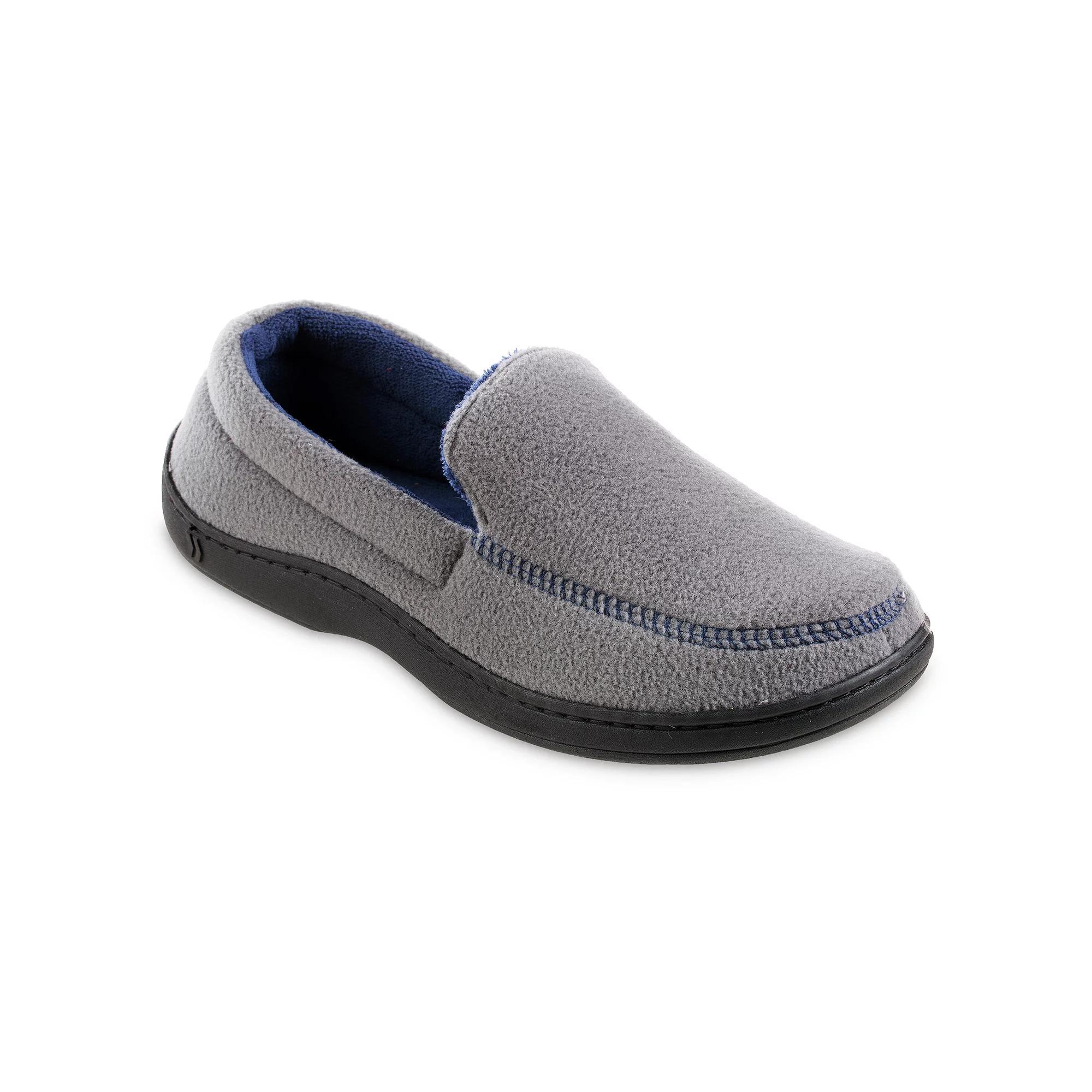 isotoner Roman Recycled Fleece Men's Moccasin Slippers, Size: Medium, Grey Product Image