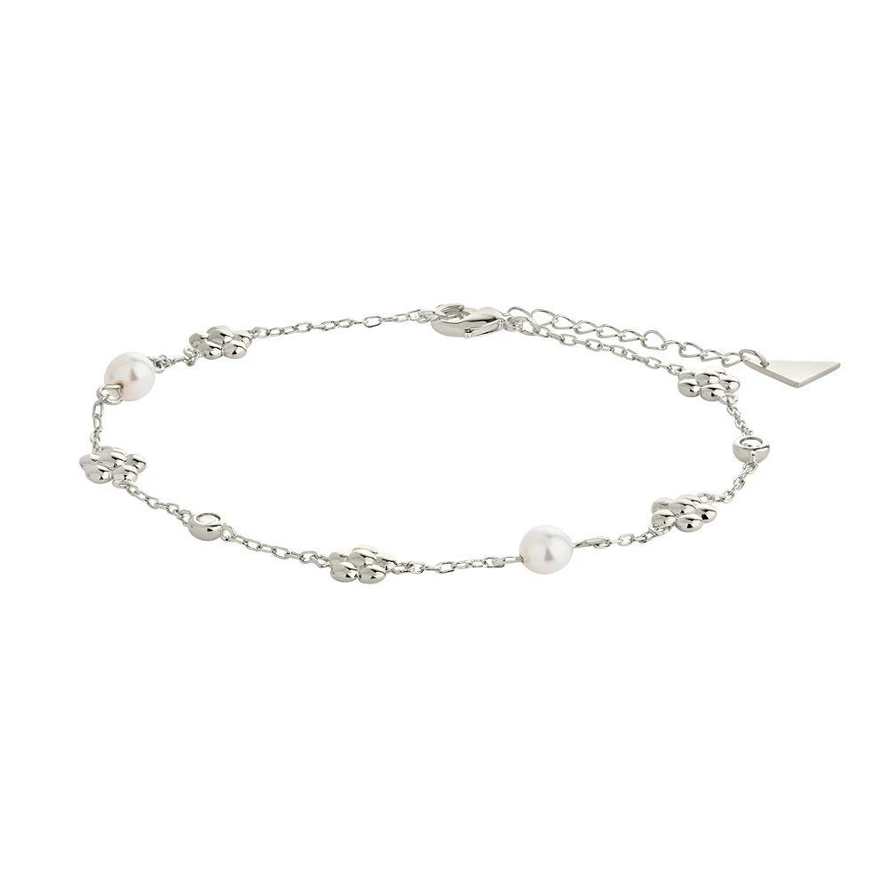 MC Collective Pearl Blossom Anklet, Women's, Silver Tone Product Image