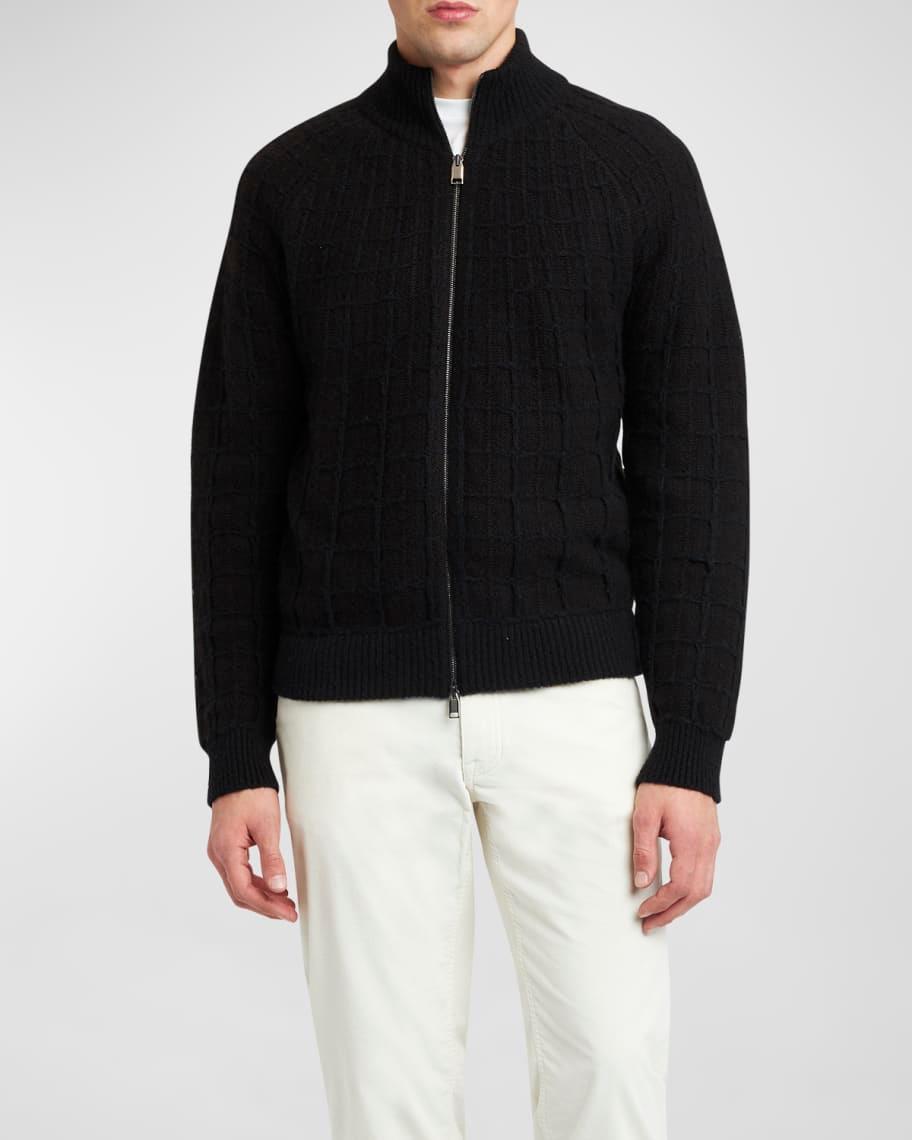 Mens Cashmere Jacquard Full-Zip Sweater Product Image