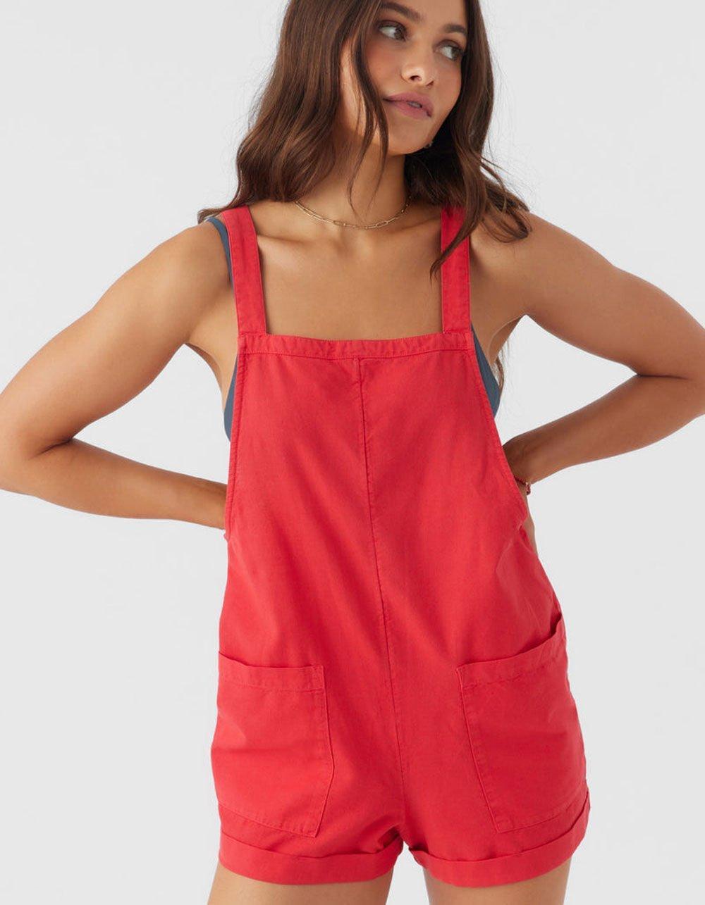 O'NEILL Summerlin Overall Womens Romper - RED Product Image