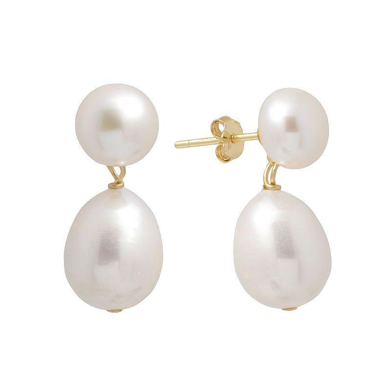 Main and Sterling 18k Gold Over Silver Cultured Freshwater Pearl Drop Earrings, Women's, Gold Tone Product Image