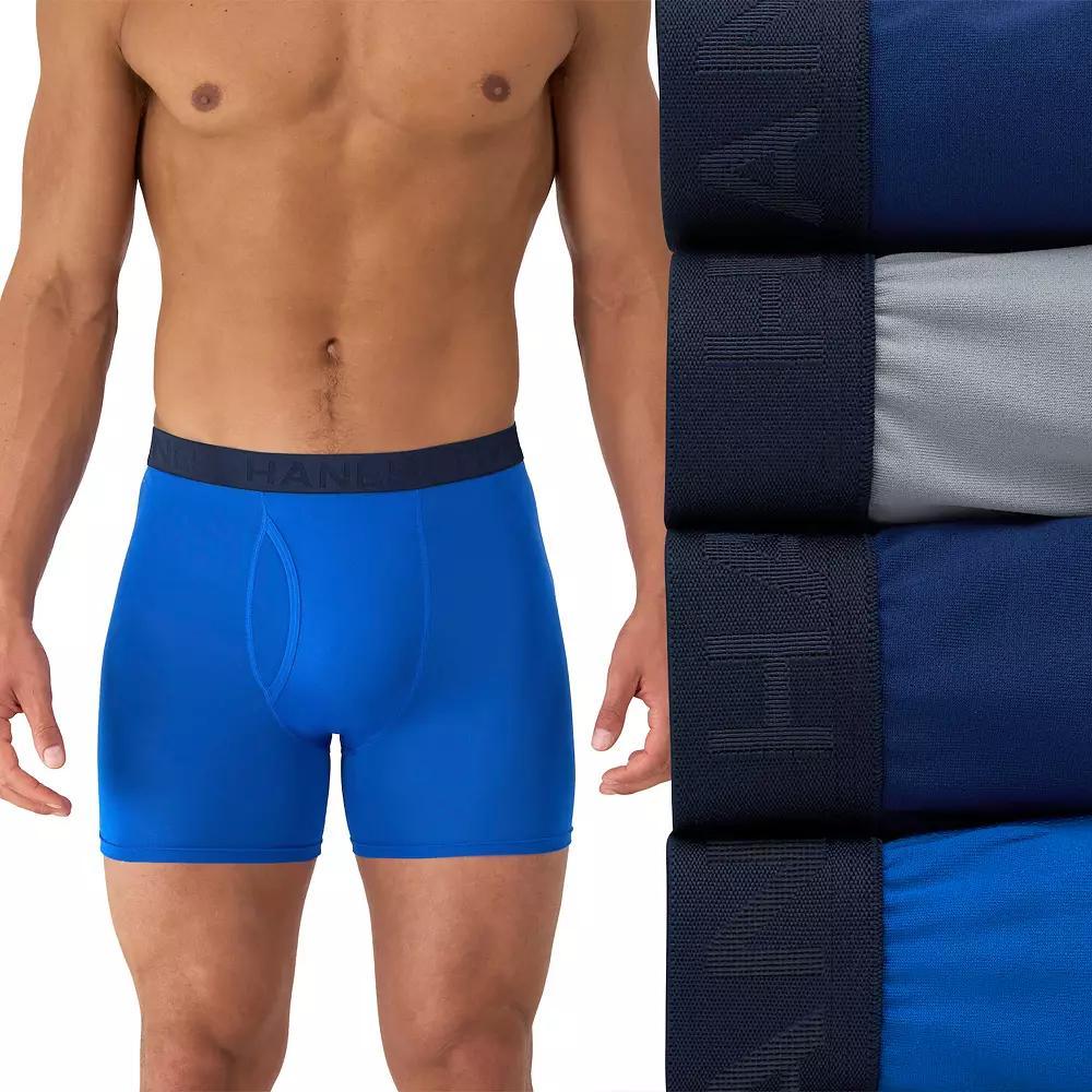 Hanes Ultimate 4-Pack Comfort Sport Men's Performance Stretch Boxer Brief Underwear, Size: Small, Blue Product Image