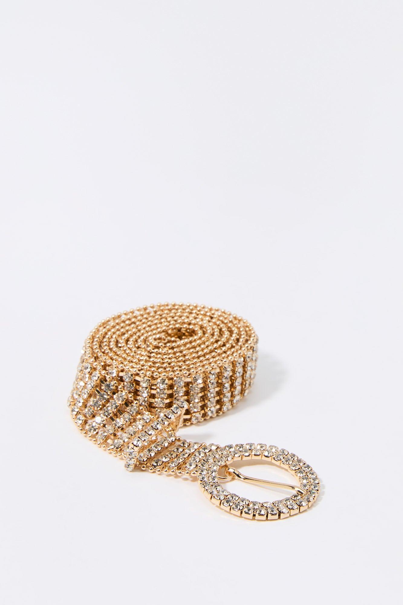 Rhinestone Circle Buckle Belt Female Product Image