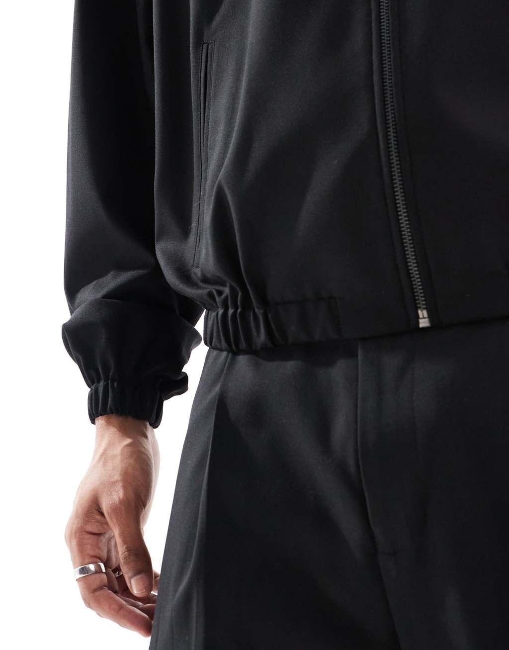 ASOS DESIGN sharp bomber jacket in black - part of a set Product Image