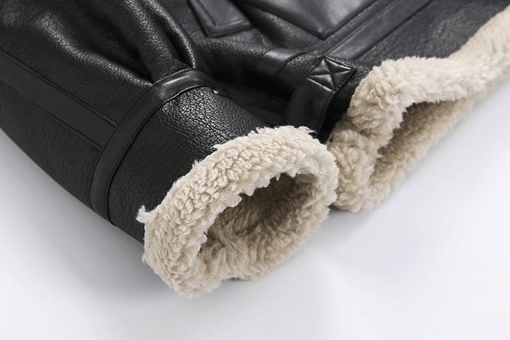 RT No. 2798 BLACK FLEECE COLLAR LEATHER JK Product Image