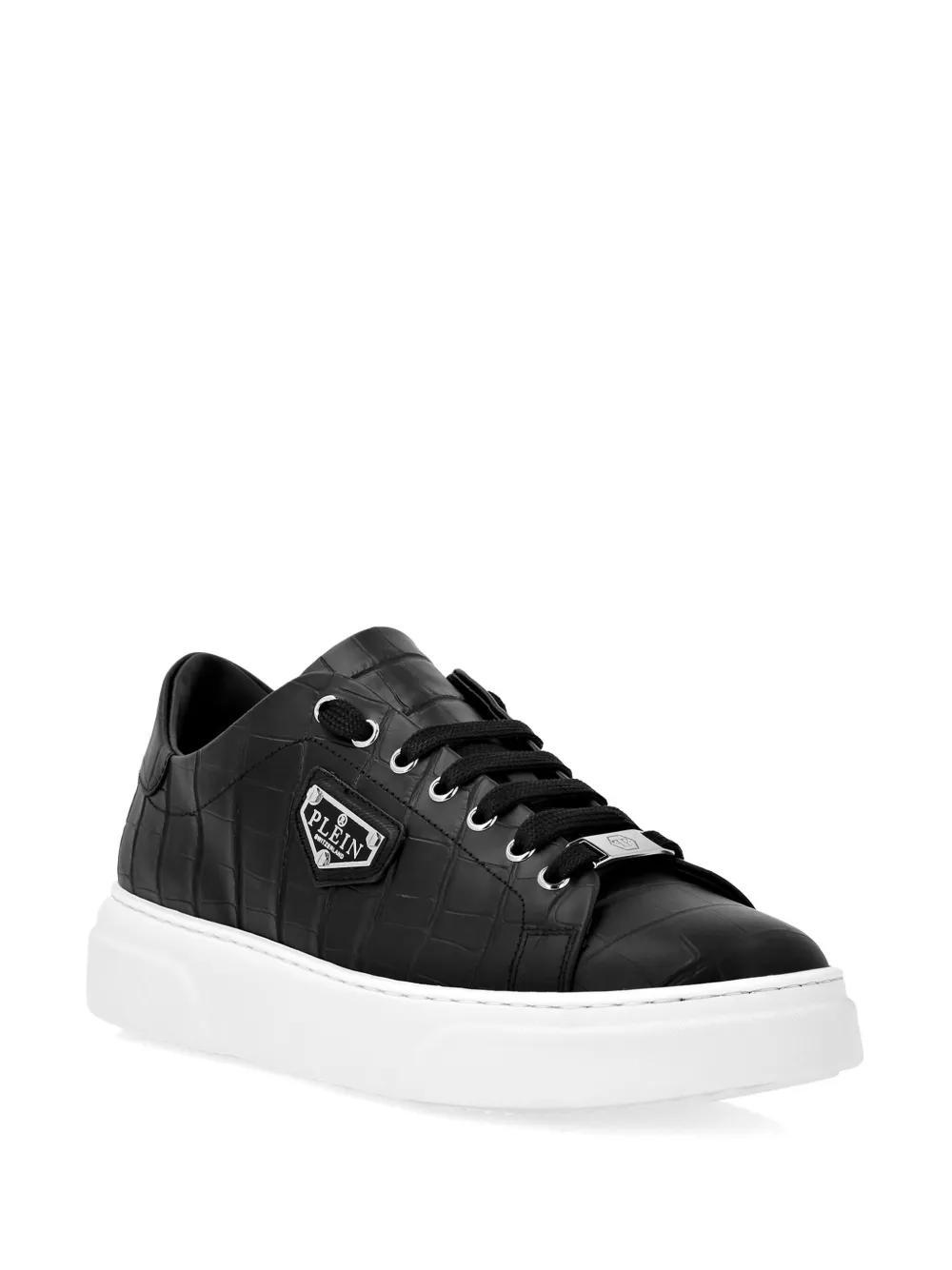 Iconic Plain-plaque croc-effect sneakers Product Image