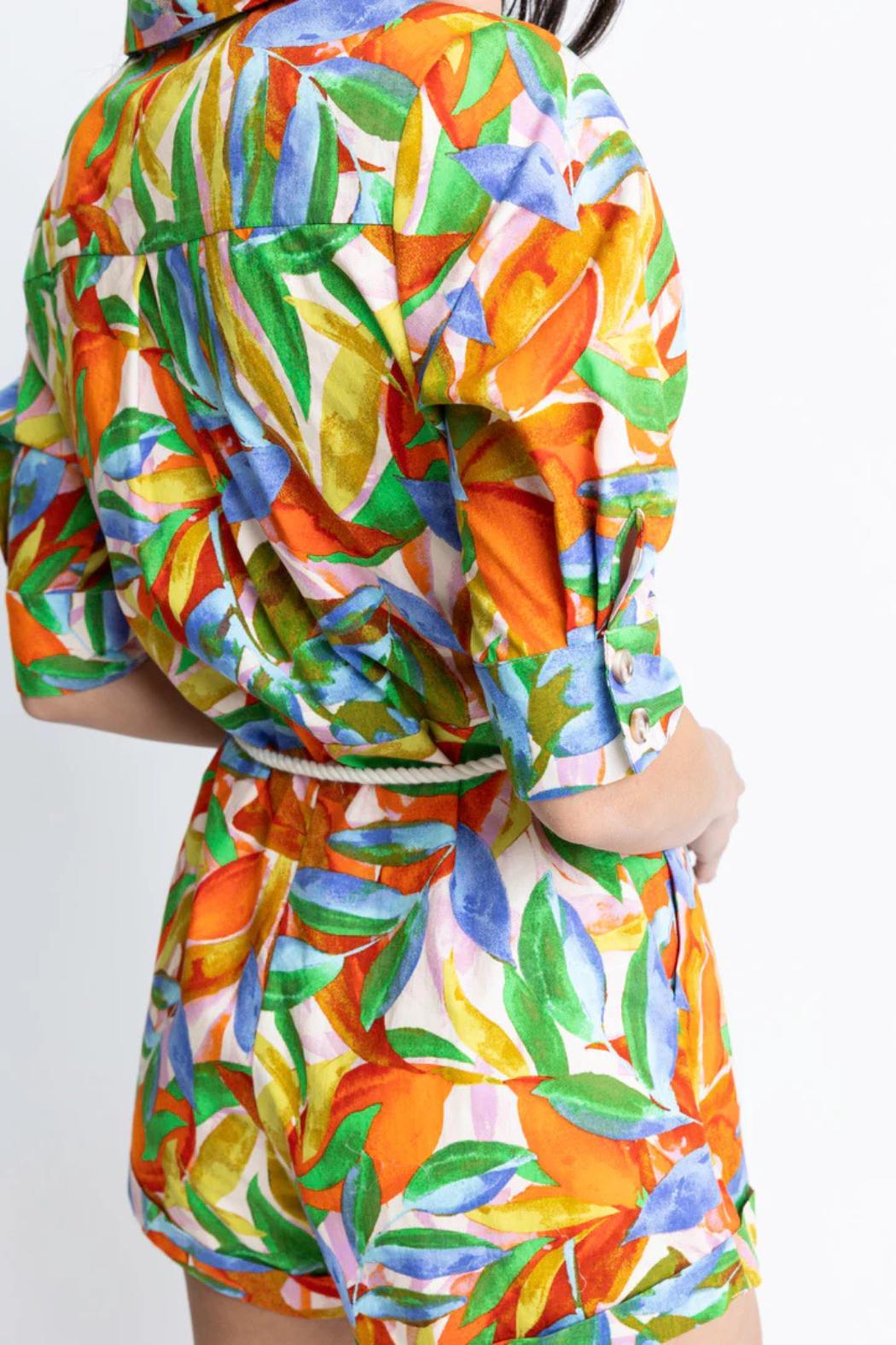 Button Down Belted Romper Product Image