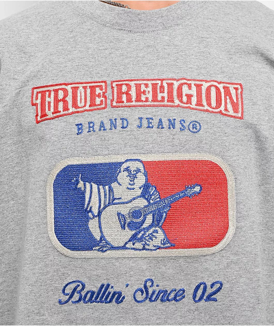 True Religion Embroidered Ballin' Heather Grey T-Shirt Product Image