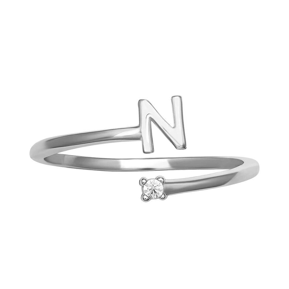 PRIMROSE Sterling Silver Cubic Zirconia Initial Bypass Band Ring, Women's, Size: 8, Sterling Silver X Product Image
