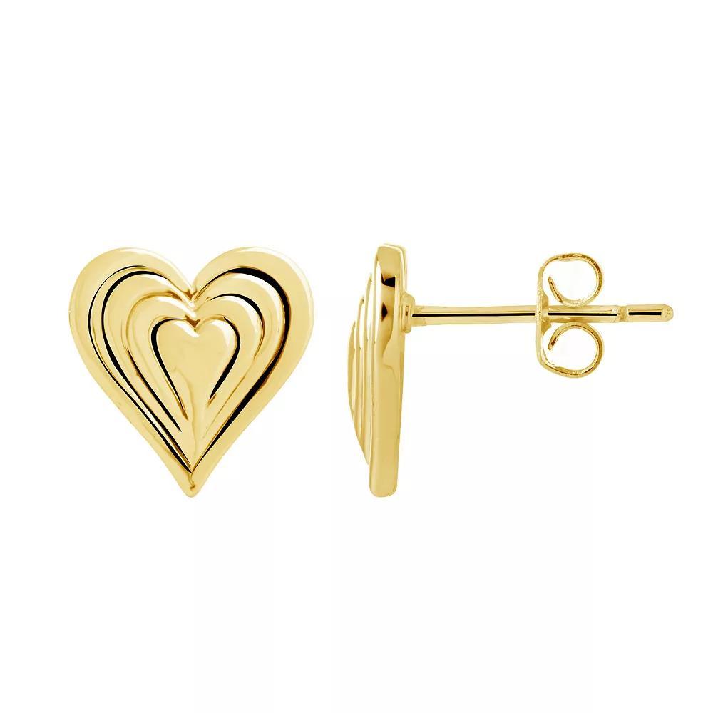 MC Collective Textured Heart Stud Earrings, Women's, Gold Tone Product Image