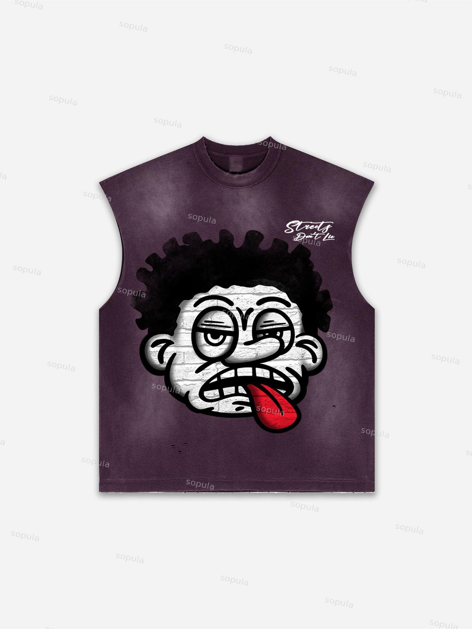 Men's Washed Streets Don't Lie Retro Big Head Graphic Tank Top Product Image