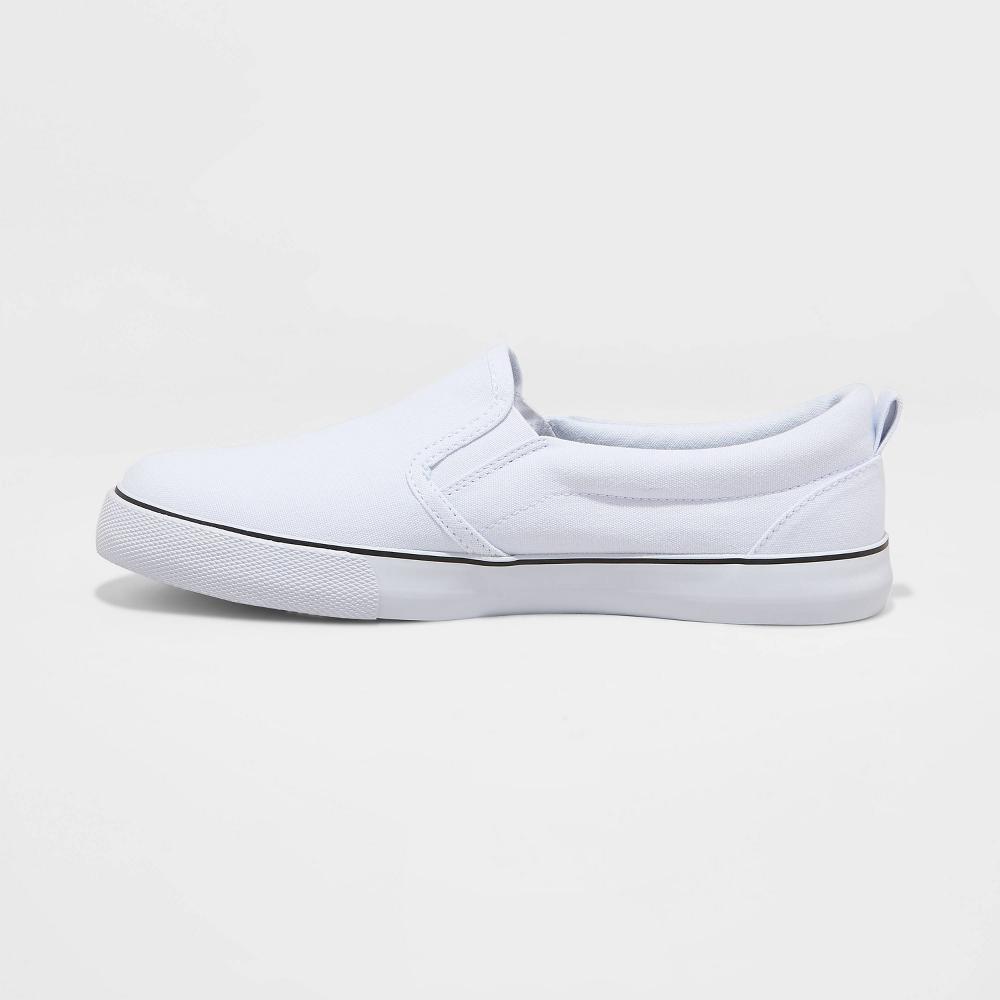 Women's Millie Wide Width Twin Gore Slip-On Sneakers - A New Day™ White 5W: Canvas Low Top, Padded Collar Product Image