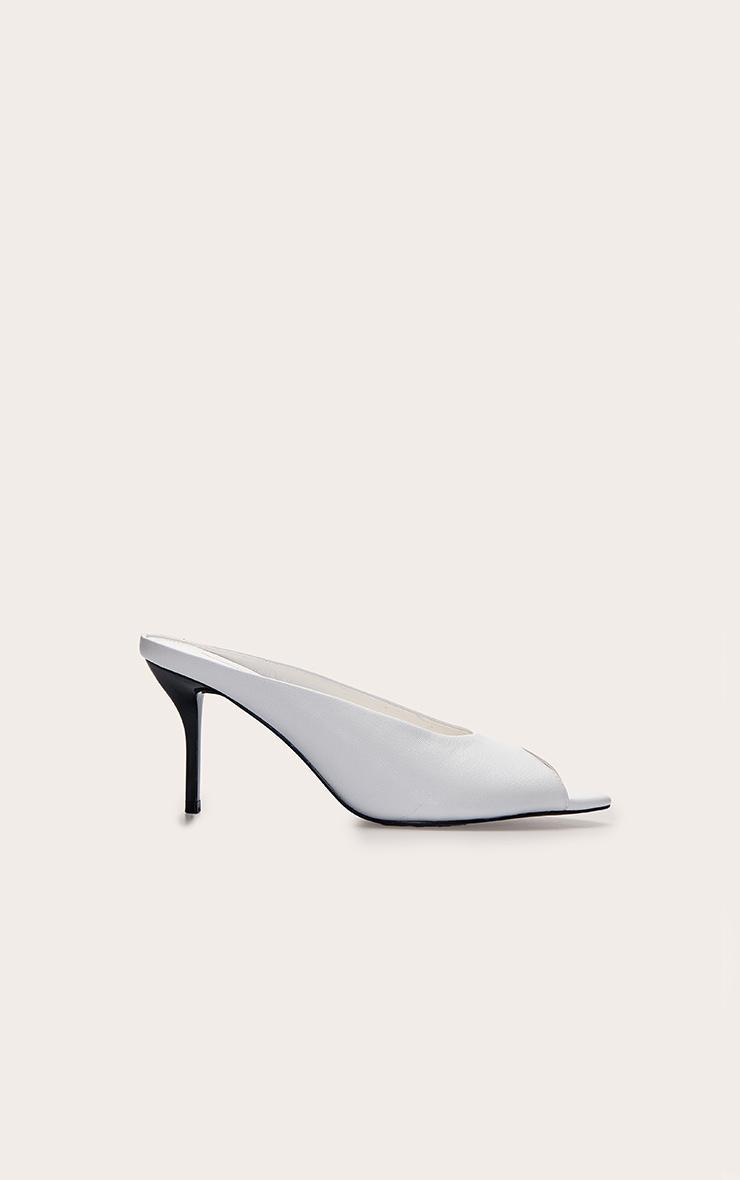 White Peep Toe Heeled Mules Product Image