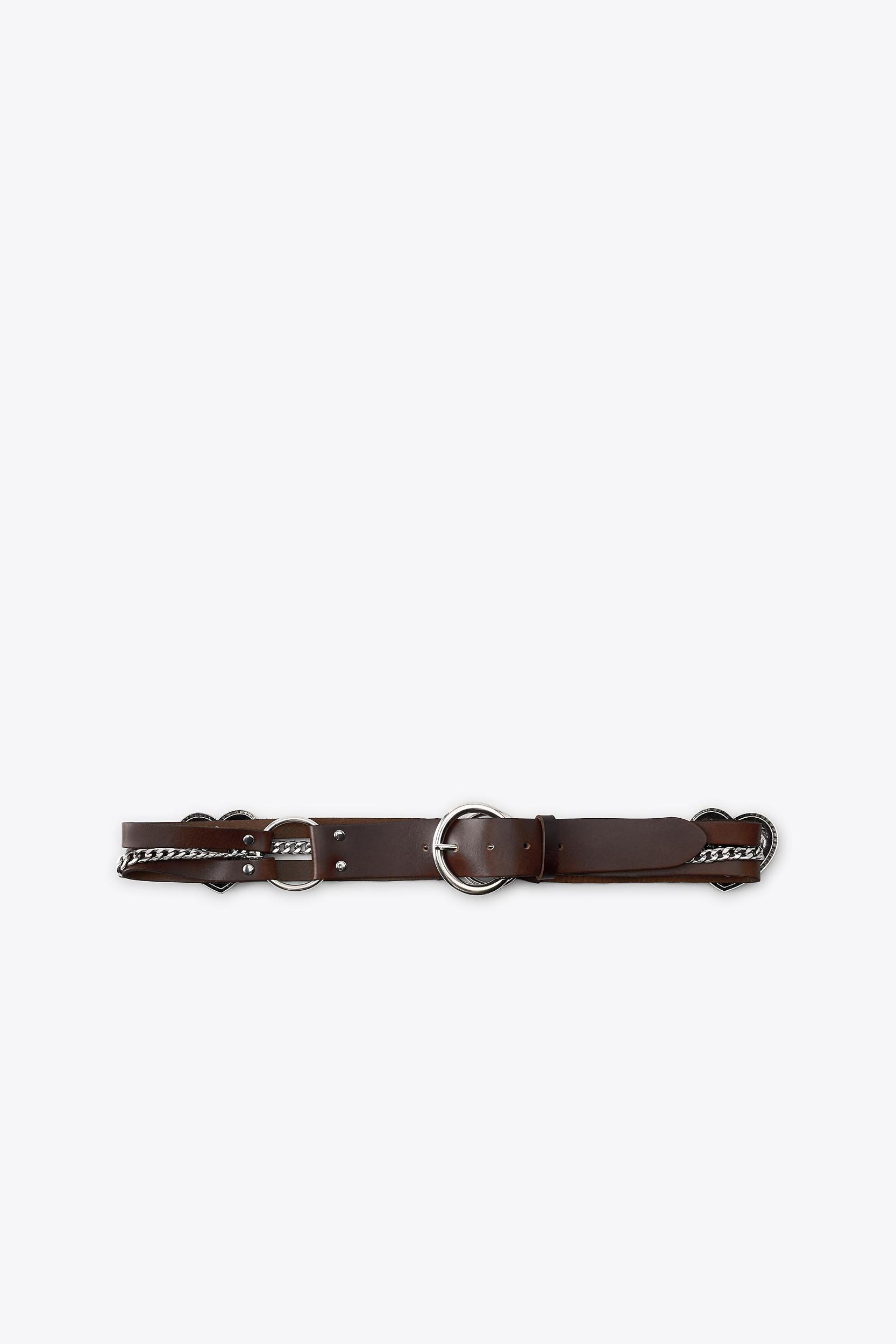 LEATHER BELT WITH CHAIN AND HEARTS Product Image