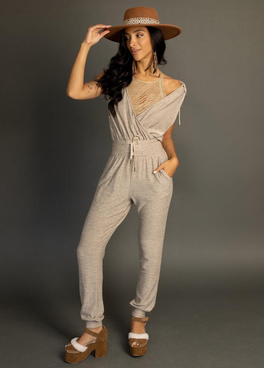 Baylee Jumpsuit in Heather Light Taupe Female Product Image
