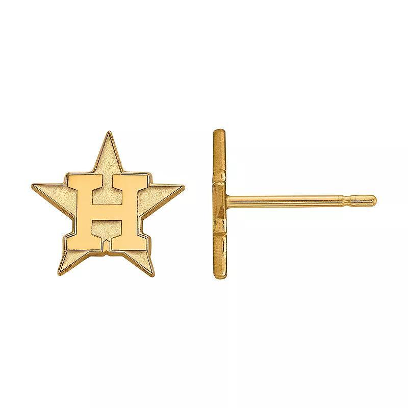 LogoArt Sterling Silver Houston Astros Stud Earrings, Womens, 14k Gold Plated Product Image