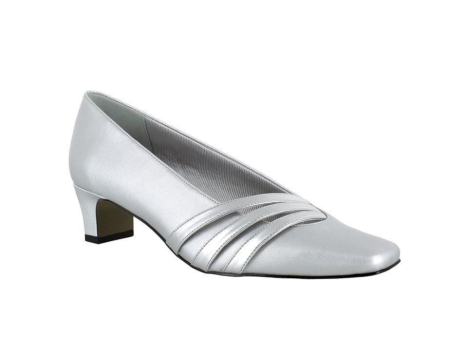 Easy Street Entice Women's Square Toe Pumps, Size: 9.5 Ww, Silver Satin Product Image