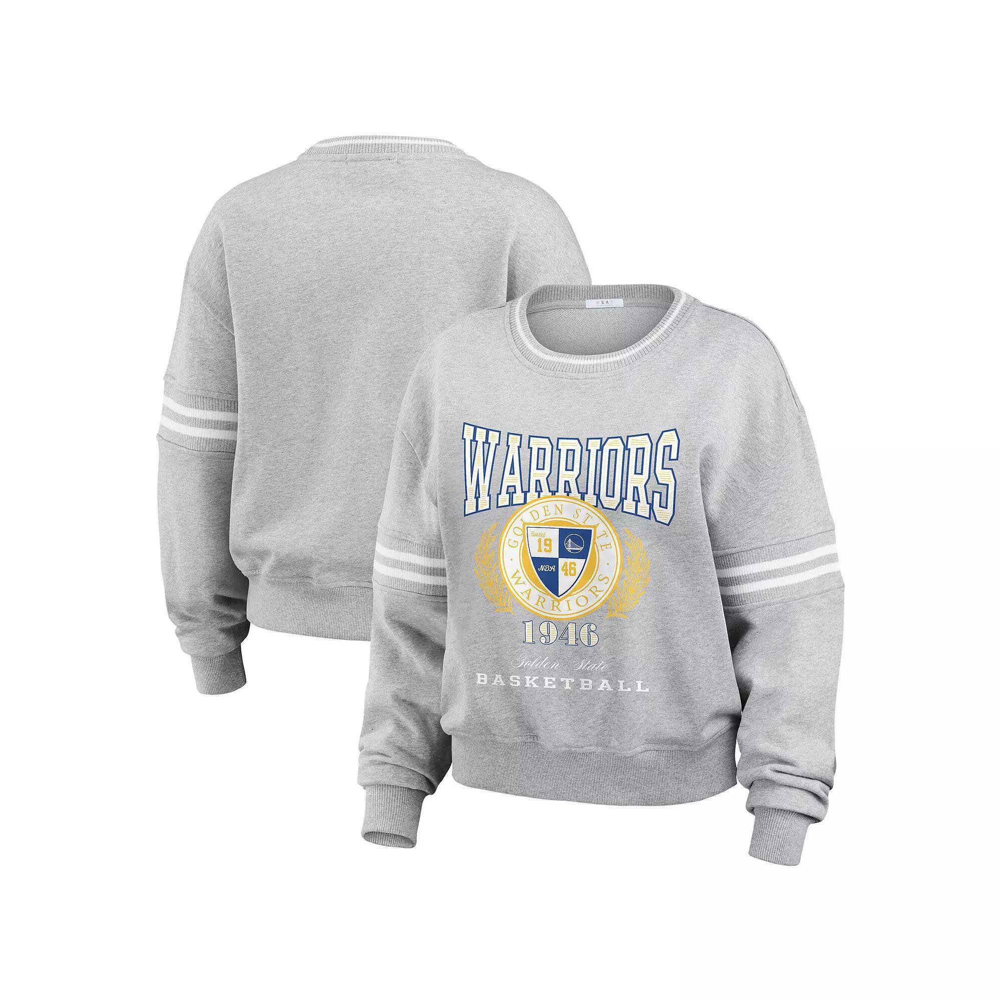 Women's WEAR by Erin Andrews Heather Gray Golden State Warriors French Terry Pullover Sweatshirt, Size: XL, Grey Product Image