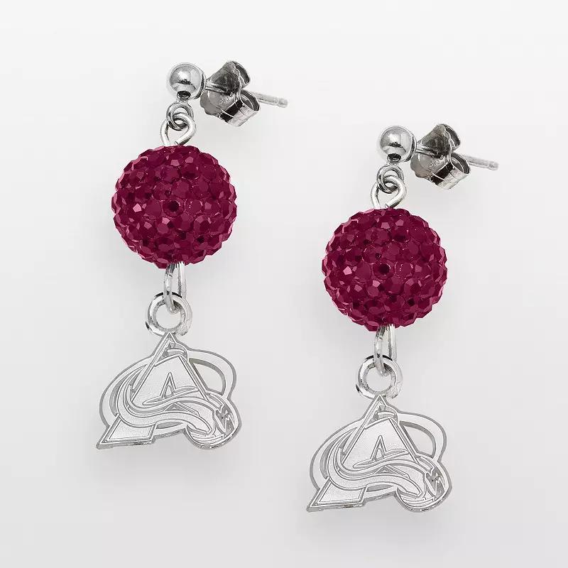 LogoArt Colorado Avalanche Sterling Silver Crystal Ball Drop Earrings, Women's Product Image