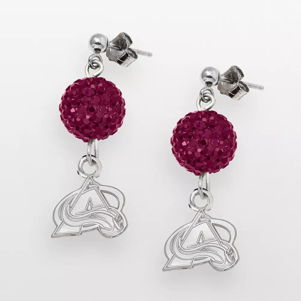 LogoArt Colorado Avalanche Sterling Silver Crystal Ball Drop Earrings, Women's Product Image