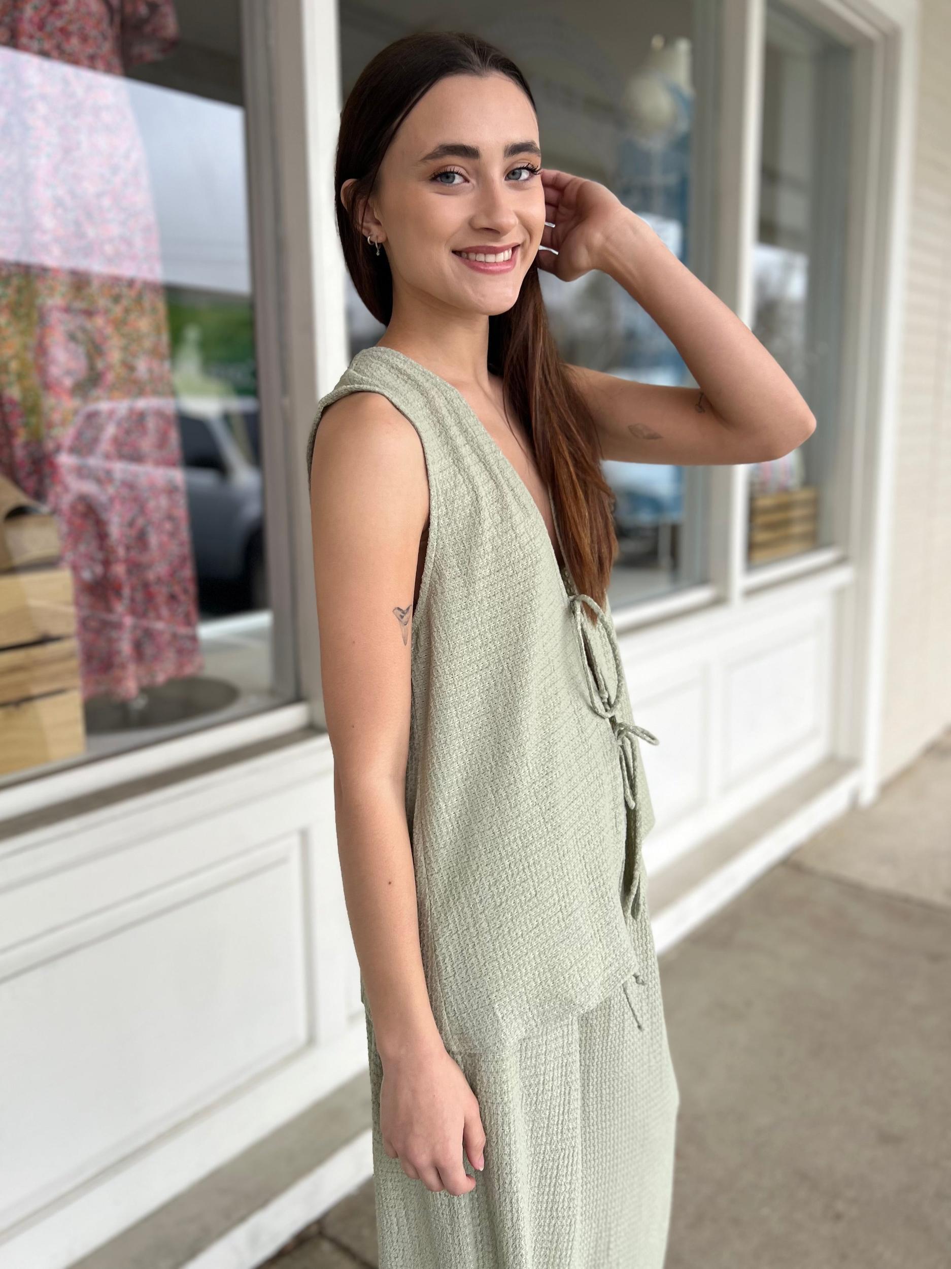 Cerena Tie Front V-Neck Top Product Image