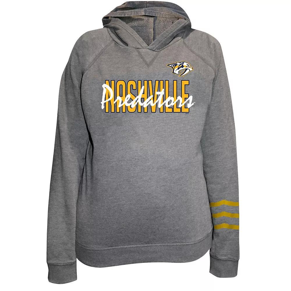 Women's Fanatics Heather Gray Nashville Predators Plus Size Lightweight Fleece Raglan Pullover Hoodie, Size: 3XL, Pdt Grey Product Image