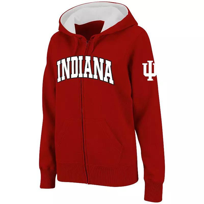 Womens Stadium Athletic Crimson Indiana Hoosiers Arched Name Full-Zip Hoodie Product Image