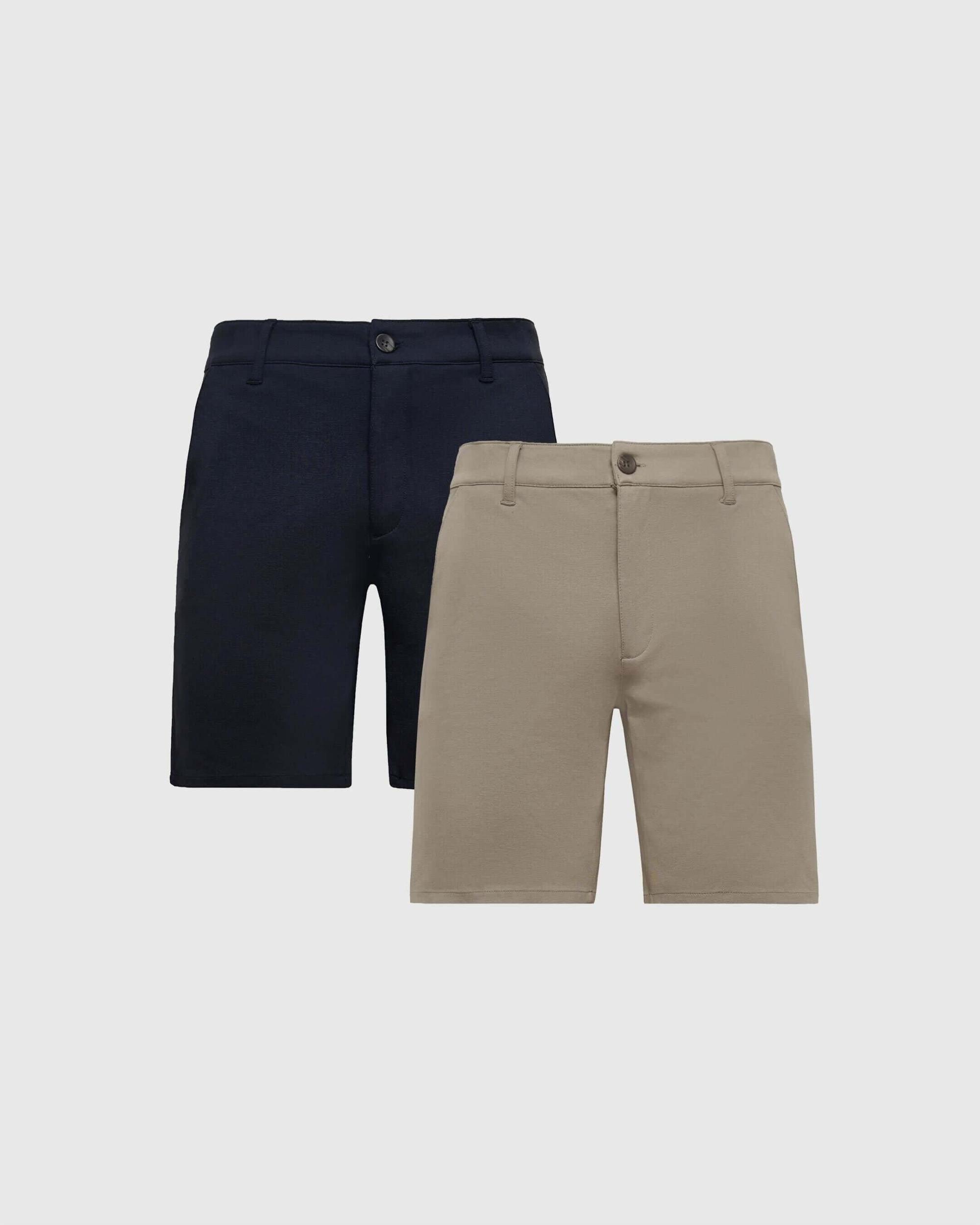 True Classic 9" Khaki & Navy Comfort Knit Men's Chino Shorts 2-Pack Product Image