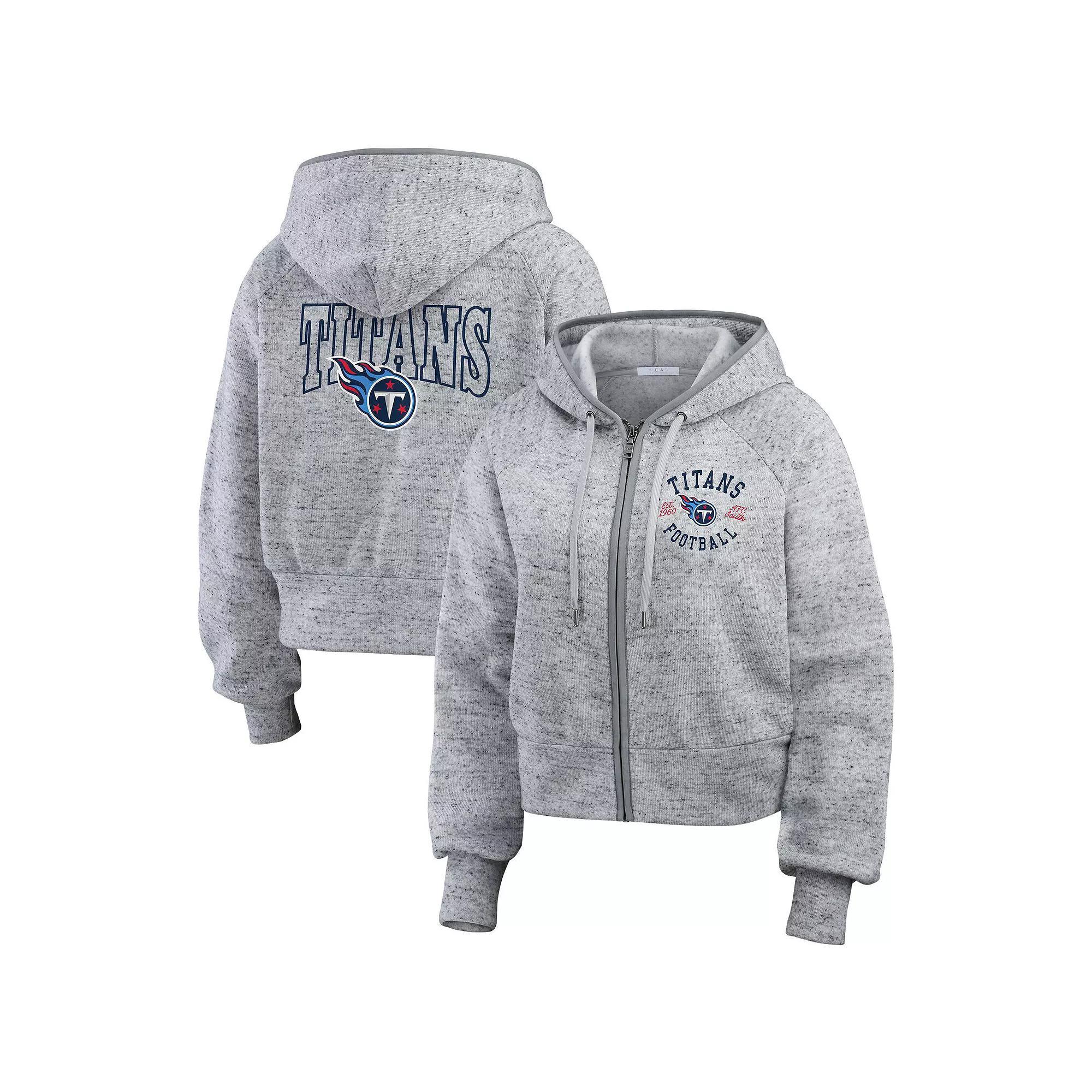 Women's WEAR by Erin Andrews  Heather Gray Jacksonville Jaguars Speckled Fleece Cropped Full-Zip Hoodie, Size: XL, Grey Product Image