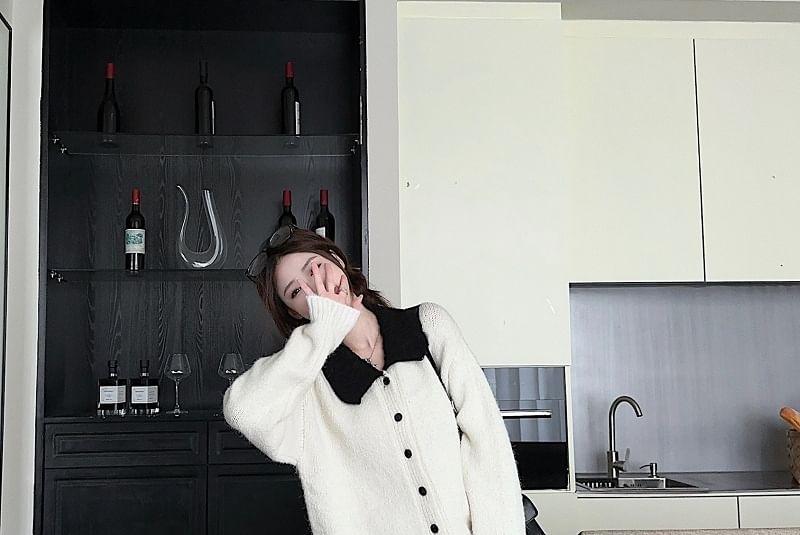 Contrast Collar Button-Up Carding / High Rise Printed Wide Leg Pants / Lace Wrap Skirt Product Image