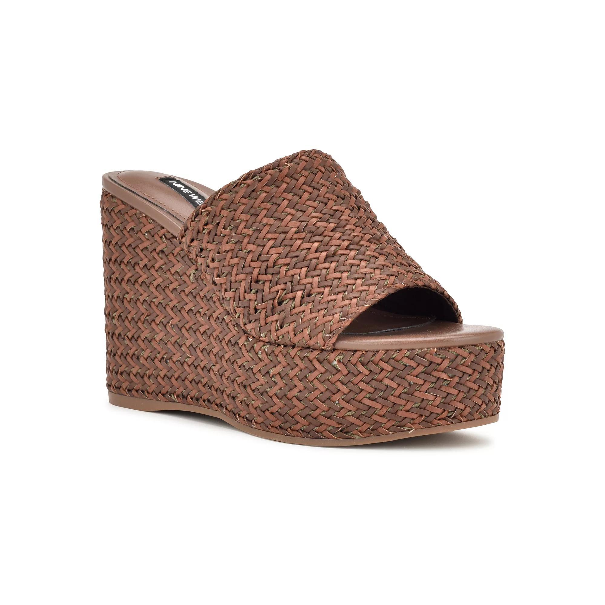 Nine West Everie Women's Woven Wedge Sandals, Size: 10, Brown Team Product Image