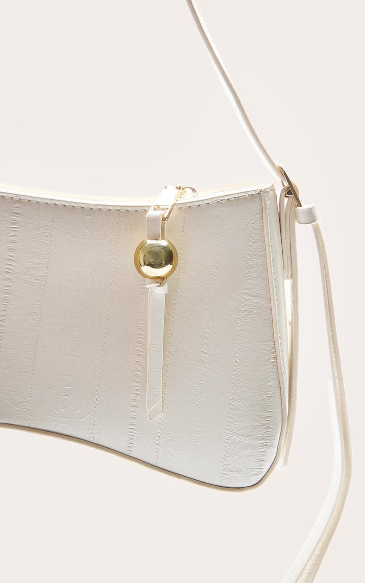Cream Curved Beaded Shoulder Bag Product Image