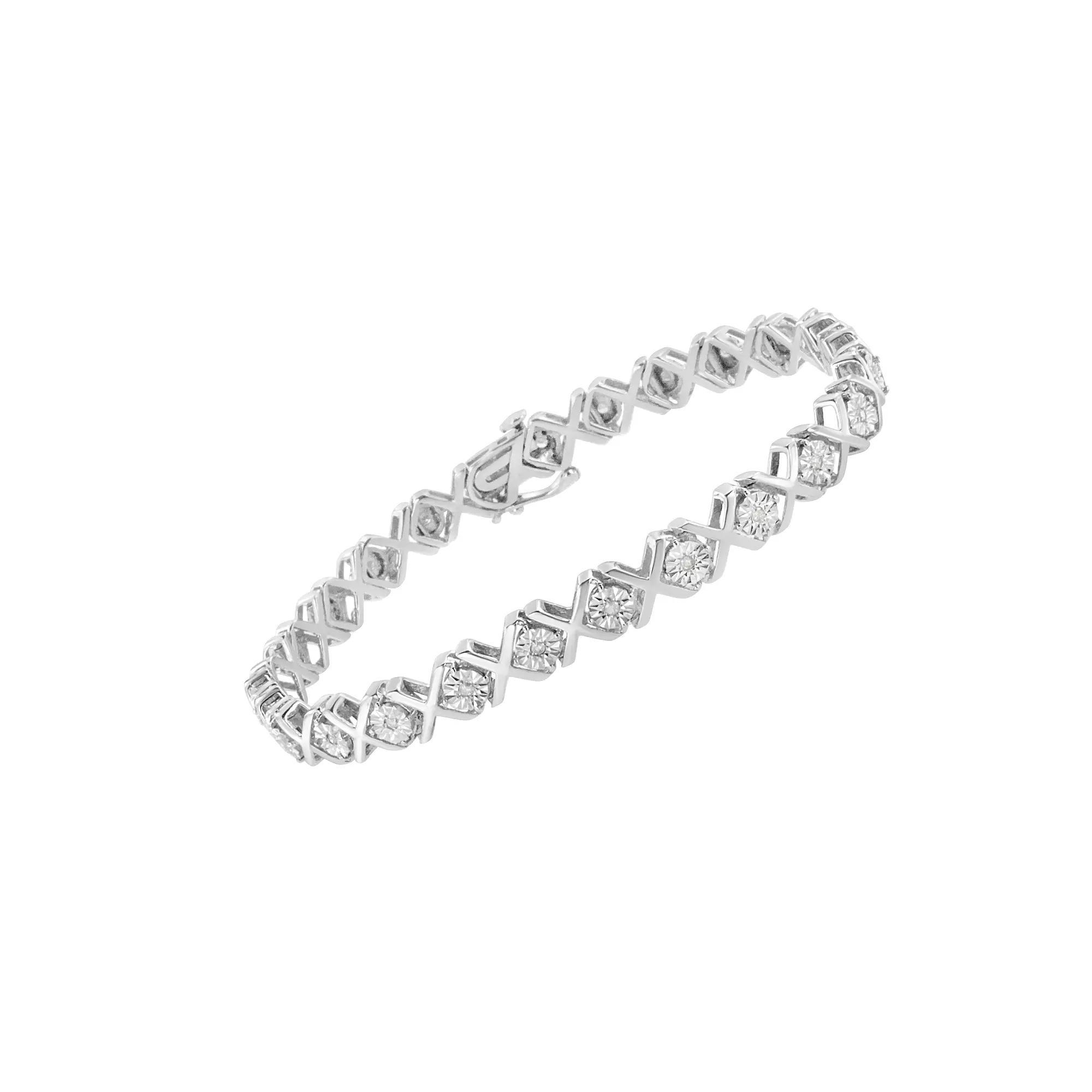 Haus of Brilliance Sterling Silver 1/4 Carat T.W. Diamond Miracle-Set X Link Bracelet, Womens Product Image