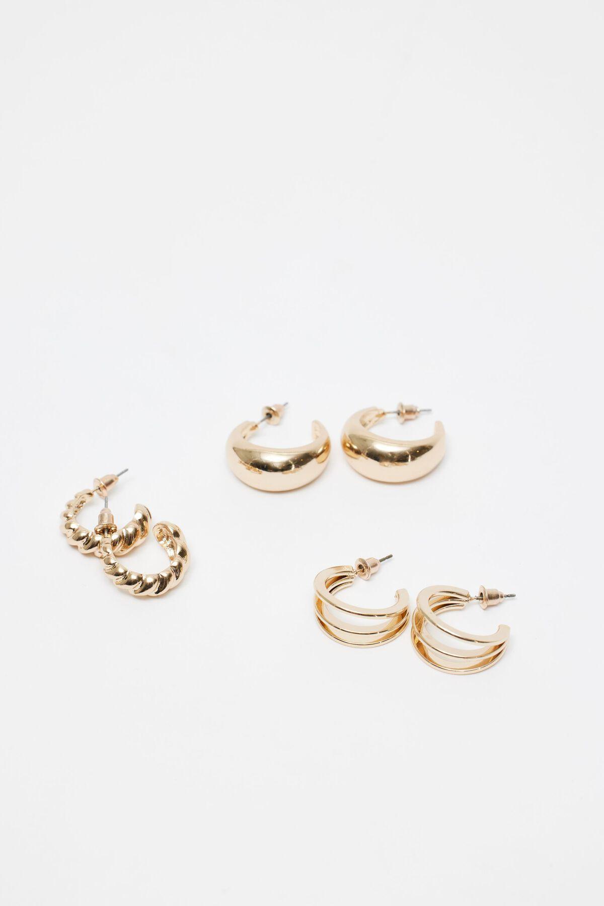 3 Pack Textured Hoop Earrings Product Image