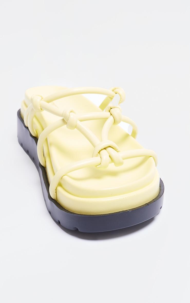 Yellow PU Round Toe Knotted Tube Strap Sandals Product Image
