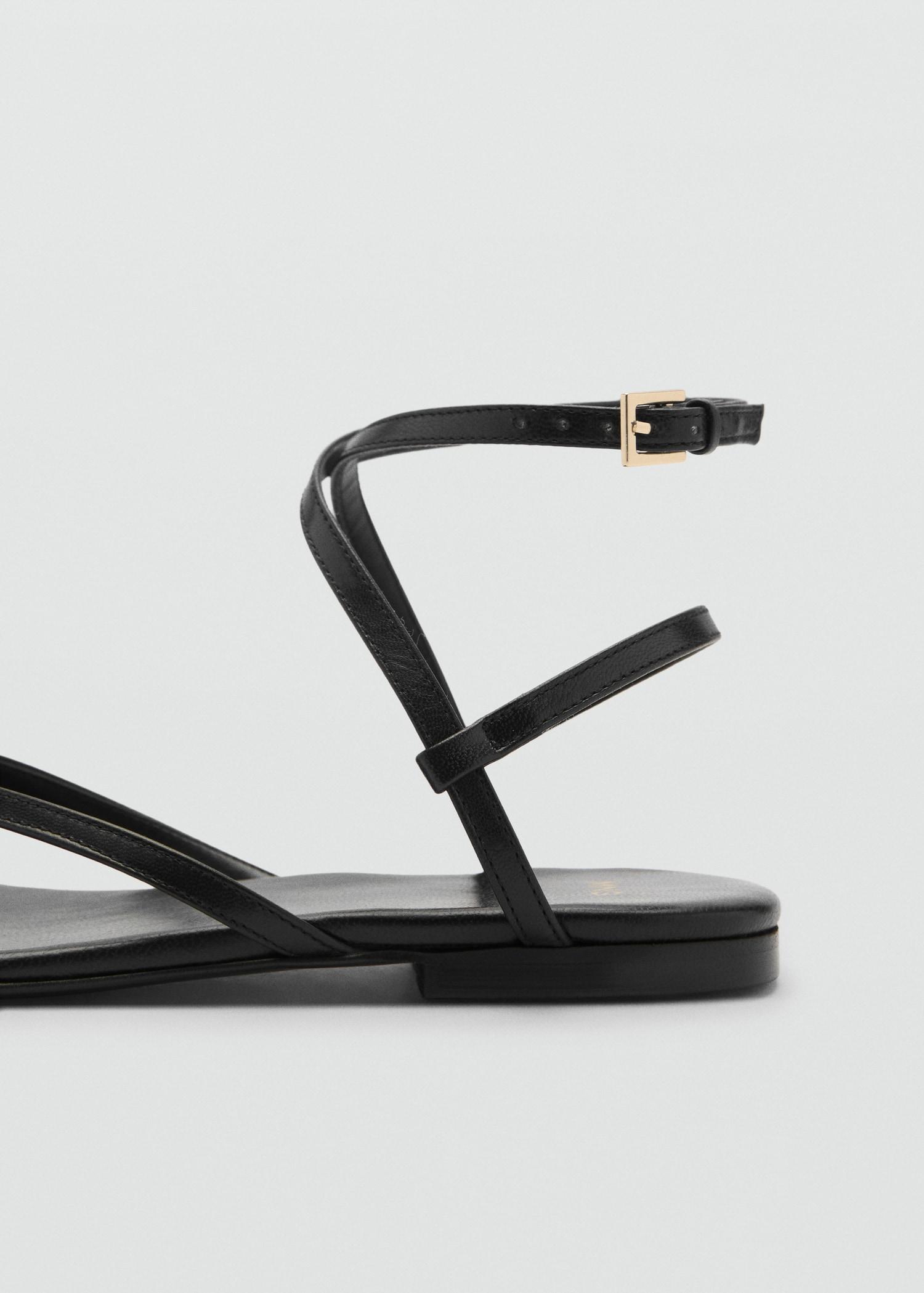 Leather strap sandals with metallic detail - Women | MANGO USA Product Image